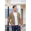 imageCOOFANDY Mens Shawl Collar Cardigan Sweater Slim Fit Cable Knit Button up Sweater with PocketsCamel