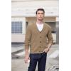 imageCOOFANDY Mens Shawl Collar Cardigan Sweater Slim Fit Cable Knit Button up Sweater with PocketsCamel