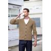 imageCOOFANDY Mens Shawl Collar Cardigan Sweater Slim Fit Cable Knit Button up Sweater with PocketsCamel