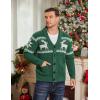 imageCOOFANDY Mens Shawl Collar Cardigan Sweater Slim Fit Cable Knit Button up Sweater with PocketsChristmas GreenWhite