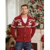 imageCOOFANDY Mens Shawl Collar Cardigan Sweater Slim Fit Cable Knit Button up Sweater with PocketsChristmas RedWhite