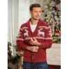imageCOOFANDY Mens Shawl Collar Cardigan Sweater Slim Fit Cable Knit Button up Sweater with PocketsChristmas RedWhite