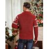 imageCOOFANDY Mens Shawl Collar Cardigan Sweater Slim Fit Cable Knit Button up Sweater with PocketsChristmas RedWhite