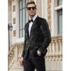 imageCOOFANDY Mens Velvet Blazer Notched Lapel Velour Suit Jacket One Button Tuxedo Jackets for Wedding Prom Party DinnerBlack Retro Floral