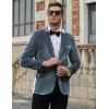 imageCOOFANDY Mens Velvet Blazer Notched Lapel Velour Suit Jacket One Button Tuxedo Jackets for Wedding Prom Party DinnerStone Blue
