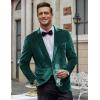 imageCOOFANDY Mens Velvet Blazer Notched Lapel Velour Suit Jacket One Button Tuxedo Jackets for Wedding Prom Party DinnerTeal Green