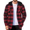 imageCOOFANDY Flannel Jacket for Men Quilted Lined Shacket Long Sleeve Button Down Hoodie Shirt JacketsRed Black PlaidBuffalo Plaid
