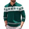 imageCOOFANDY Long Sleeve Polo Shirts for Men Knit Polo Sweater Lightweight Ribbed Pullover SweaterChristmas Green  White