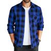 imageCOOFANDY Mens Flannel Plaid Shirts Long Sleeve Button Down Shirts Casual Fall Shirt JacketBlue