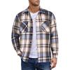 imageCOOFANDY Mens Flannel Shirts Casual Button Down Plaid Shirt Jacket Long Sleeve Fleece Shacket with PocketsLight Blue