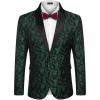 imageCOOFANDY Mens Floral Tuxedo Jacket Paisley Shawl Lapel Suit Blazer Jacket for DinnerPromWeddingChristmas Green