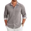 imageCOOFANDY Mens Long Sleeve Button Down Shirts Casual Untucked Shirt Regular Fit Dress ShirtLight Grey