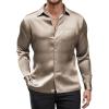 imageCOOFANDY Mens Luxury Satin Dress Shirt Shiny Silk Long Sleeve Button Up Shirts Wedding Shirt Party PromChampagne