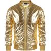 imageCOOFANDY Mens Metallic Jacket 70s Disco Dance Party Costume Shiny Varsity Zipper Baseball Bomber Jacket01gold