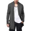 imageCOOFANDY Mens Ruffle Shawl Collar Cardigan Open Front Lightweight Long Length Drape Cape Overcoat with PocketsDeep Gray