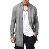 imageCOOFANDY Mens Ruffle Shawl Collar Cardigan Open Front Lightweight Long Length Drape Cape Overcoat with PocketsGray