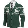 imageCOOFANDY Mens Shawl Collar Cardigan Sweater Slim Fit Cable Knit Button up Sweater with PocketsChristmas GreenWhite