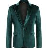 imageCOOFANDY Mens Velvet Blazer Notched Lapel Velour Suit Jacket One Button Tuxedo Jackets for Wedding Prom Party DinnerTeal Green