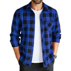imageCOOFANDY Mens Flannel Plaid Shirts Long Sleeve Button Down Shirts Casual Fall Shirt JacketBlue