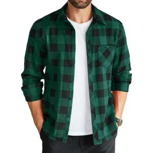 imageCOOFANDY Mens Flannel Plaid Shirts Long Sleeve Button Down Shirts Casual Fall Shirt JacketGreen
