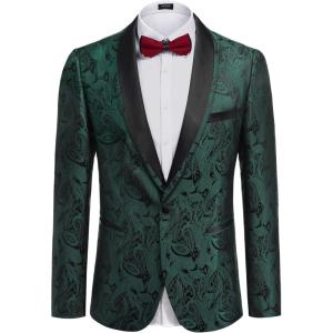 imageCOOFANDY Mens Floral Tuxedo Suit Jacket Slim Fit Dinner Jacket Party Prom Wedding Blazer JacketsGreen