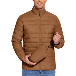 imageCOOFANDY Mens Puffer Jacket Packable Lightweight Jackets Winter Coat Windproof Zipper Down JacketLight Brown