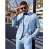 imageCOOFANDY Mens 3 Pieces Suit Classic One Button Single Breasted Slim Fit Blazer Jacket Vest Pants Set Wedding BusinesLight Blue