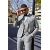 imageCOOFANDY Mens 3 Pieces Suit Classic One Button Single Breasted Slim Fit Blazer Jacket Vest Pants Set Wedding BusinesLight Heather Grey