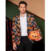 imageCOOFANDY Mens Christmas Blazer Jacket One Button Halloween Sport Coat Christmas Party Holiday JacketHalloween Blazer  Pumpkin  Bat