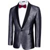 imageCOOFANDY Mens Tuxedo Jacket Slim Fit Shawl Lapel Blazer One Button Suit Jackets for Party Prom Wedding DinnerPat2black