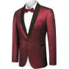 imageCOOFANDY Mens Tuxedo Jacket Slim Fit Shawl Lapel Blazer One Button Suit Jackets for Party Prom Wedding DinnerRed