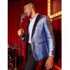 imageCOOFANDY Mens Tuxedo Jacket Slim Fit Shawl Lapel Blazer One Button Suit Jackets for Party Prom Wedding DinnerShiny Navy Blue