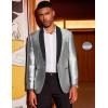 imageCOOFANDY Mens Tuxedo Jacket Slim Fit Shawl Lapel Blazer One Button Suit Jackets for Party Prom Wedding DinnerShiny Silver