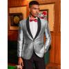 imageCOOFANDY Mens Tuxedo Jacket Slim Fit Shawl Lapel Blazer One Button Suit Jackets for Party Prom Wedding DinnerShiny Silver