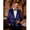 imageCOOFANDY Mens Velvet Blazer One Button Velour Tuxedo Jacket Notched Lapel Suit Jackets for Prom Wedding Party DinnerDark Purple