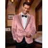 imageCOOFANDY Mens Velvet Blazer One Button Velour Tuxedo Jacket Notched Lapel Suit Jackets for Prom Wedding Party DinnerPink