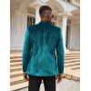 imageCOOFANDY Mens Velvet Tuxedo One Button Jacket Dinner Prom Wedding Blazer JacketLight Blue