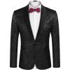 imageCOOFANDY Mens Floral Tuxedo Jacket Jacquard Suit Jacket Slim Fit Blazer for Wedding Prom DinnerType02black