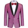 imageCOOFANDY Mens Tuxedo Jacket Slim Fit Shawl Lapel Blazer One Button Suit Jackets for Party Prom Wedding DinnerShiny Pink