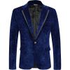 imageCOOFANDY Mens Velvet Blazer One Button Velour Tuxedo Jacket Notched Lapel Suit Jackets for Prom Wedding Party DinnerBlue Retro Floral