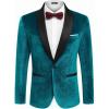 imageCOOFANDY Mens Velvet Tuxedo One Button Jacket Dinner Prom Wedding Blazer JacketLight Blue