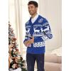 imageCOOFANDY Mens Christmas Cardigans Ugly Xmas Sweaters Reindeer Snowflake Shawl Collar Knitted Cardigan SweaterBluewhite Snowflake Elk