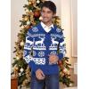 imageCOOFANDY Mens Christmas Cardigans Ugly Xmas Sweaters Reindeer Snowflake Shawl Collar Knitted Cardigan SweaterBluewhite Snowflake Elk