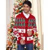 imageCOOFANDY Mens Christmas Cardigans Ugly Xmas Sweaters Reindeer Snowflake Shawl Collar Knitted Cardigan SweaterRed Elk Green White