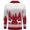 imageCOOFANDY Mens Christmas Cardigans Ugly Xmas Sweaters Reindeer Snowflake Shawl Collar Knitted Cardigan SweaterRedwhitegray