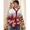 imageCOOFANDY Mens Christmas Cardigans Ugly Xmas Sweaters Reindeer Snowflake Shawl Collar Knitted Cardigan SweaterRedwhitegray