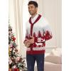imageCOOFANDY Mens Christmas Cardigans Ugly Xmas Sweaters Reindeer Snowflake Shawl Collar Knitted Cardigan SweaterRedwhitegray