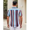 imageCOOFANDY Mens Short Sleeve Casual Button Down Shirts Summer Untucked Dress Shirts with PocketColorful Stripe