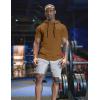 imageCOOFANDY Mens Short Sleeve Hoodie Workout Gym Sweatshirt Muscle Fit Fashion Athletic Hoodies Pullover Cotton Hooded TShirtsBrown