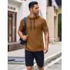 imageCOOFANDY Mens Short Sleeve Hoodie Workout Gym Sweatshirt Muscle Fit Fashion Athletic Hoodies Pullover Cotton Hooded TShirtsBrown